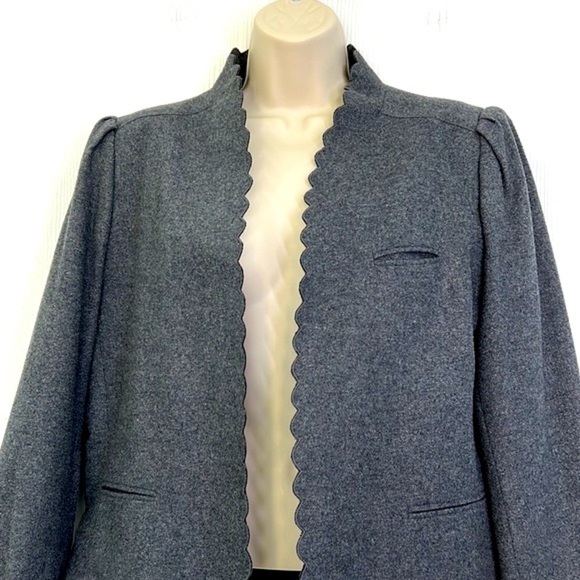 Whip O Will - Vintage Charcoal Gray Scalloped Edge Lined Blazer W Pockets SZ 14 - Picture 7 of 13
